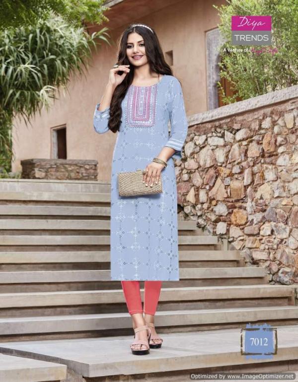 Victoria 7 Fancy Wear Embroidery Rayon Exclusive Kurti Collection